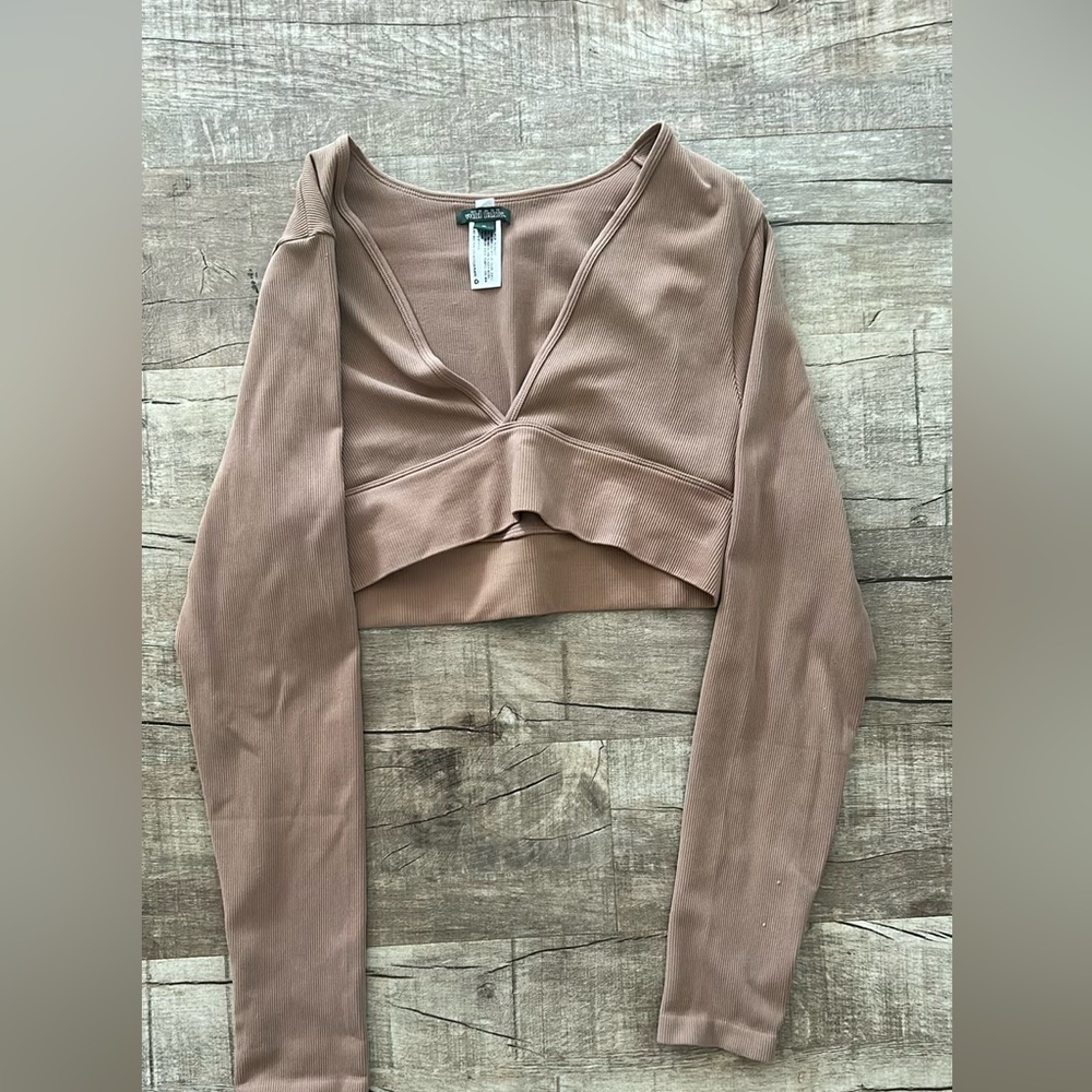 Wild Fable - Brown, Cropped Long Sleeve Cropped